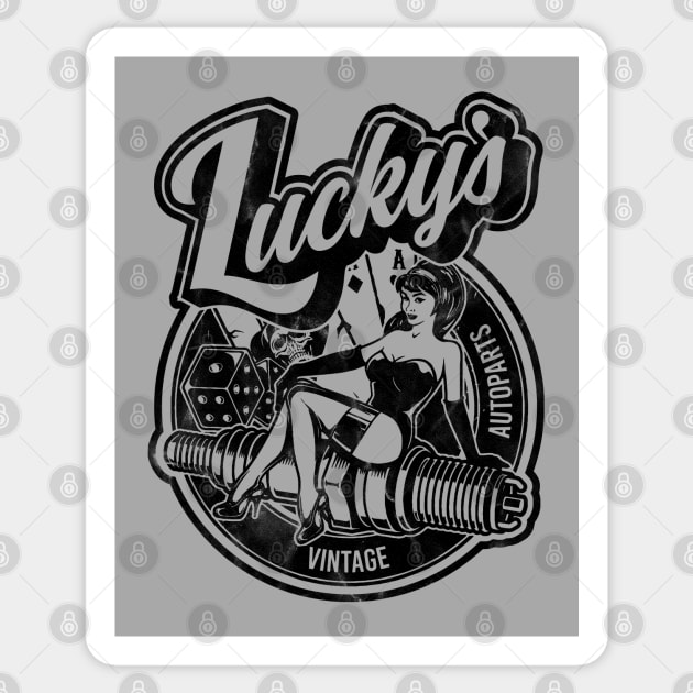 Luckys Vintage Auto Distressed Sticker by NineBlack